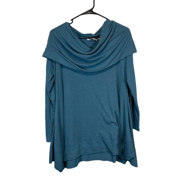 Soft Surroundings B Call Teal Asymmetrical Hem Tunic Size Woman's Medium - Picture 3 of 7
